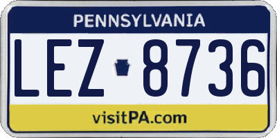 PA license plate LEZ8736