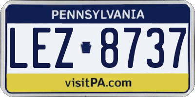 PA license plate LEZ8737