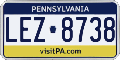 PA license plate LEZ8738