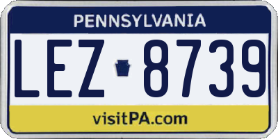 PA license plate LEZ8739