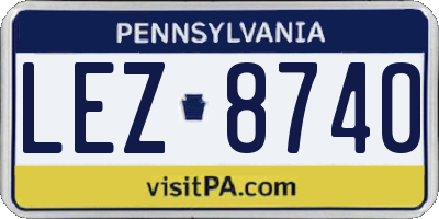 PA license plate LEZ8740