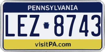 PA license plate LEZ8743