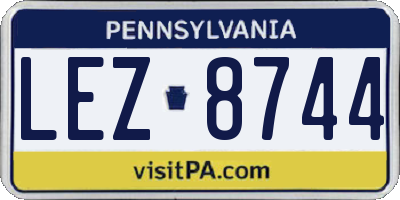 PA license plate LEZ8744