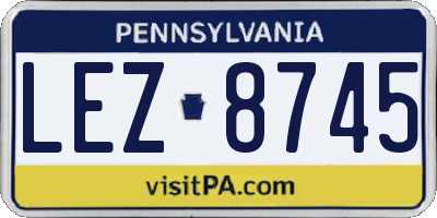 PA license plate LEZ8745