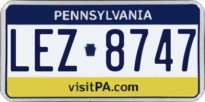 PA license plate LEZ8747