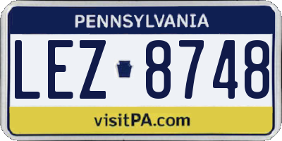 PA license plate LEZ8748