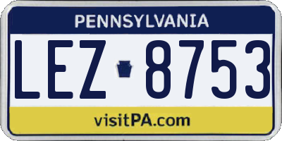 PA license plate LEZ8753