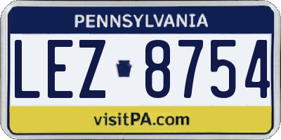 PA license plate LEZ8754