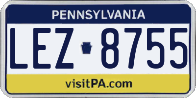 PA license plate LEZ8755
