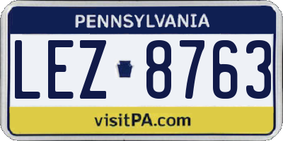 PA license plate LEZ8763