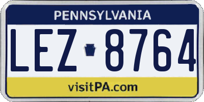 PA license plate LEZ8764