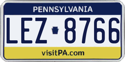 PA license plate LEZ8766