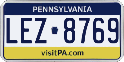 PA license plate LEZ8769