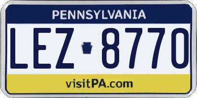 PA license plate LEZ8770