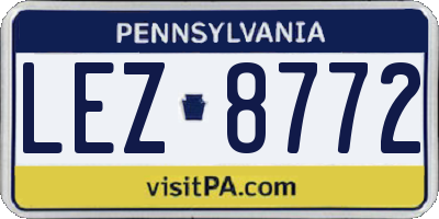 PA license plate LEZ8772