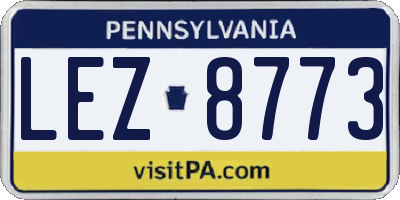PA license plate LEZ8773