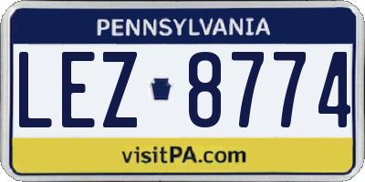 PA license plate LEZ8774