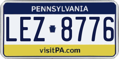 PA license plate LEZ8776