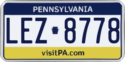 PA license plate LEZ8778