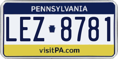 PA license plate LEZ8781