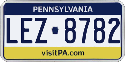 PA license plate LEZ8782
