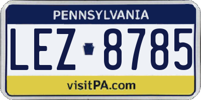 PA license plate LEZ8785