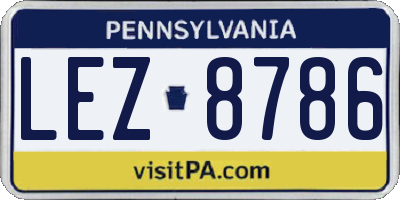 PA license plate LEZ8786