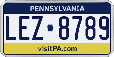 PA license plate LEZ8789