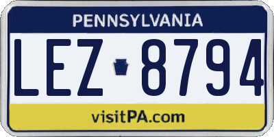 PA license plate LEZ8794