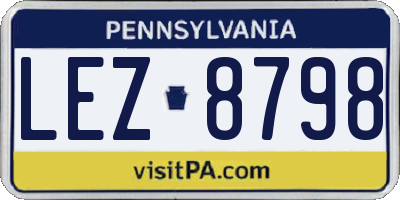 PA license plate LEZ8798