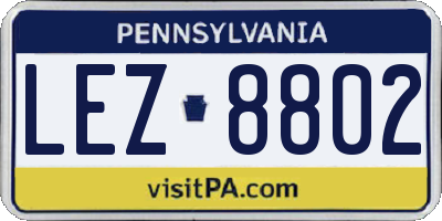 PA license plate LEZ8802