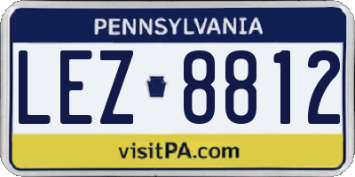 PA license plate LEZ8812