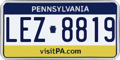 PA license plate LEZ8819