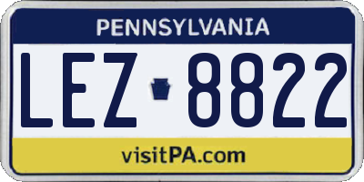 PA license plate LEZ8822