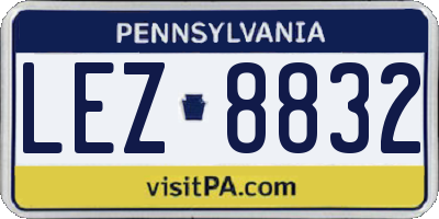PA license plate LEZ8832