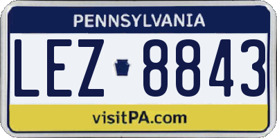 PA license plate LEZ8843