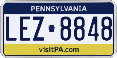 PA license plate LEZ8848