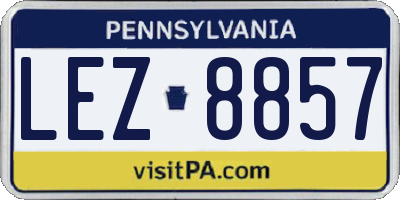 PA license plate LEZ8857