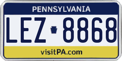 PA license plate LEZ8868