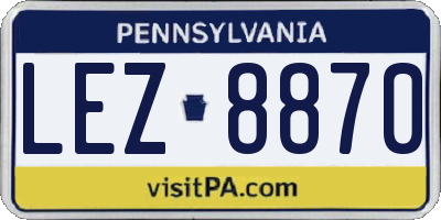 PA license plate LEZ8870