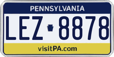 PA license plate LEZ8878