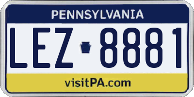 PA license plate LEZ8881