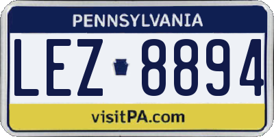 PA license plate LEZ8894
