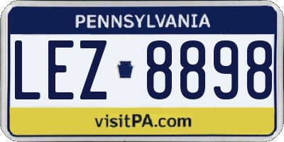 PA license plate LEZ8898