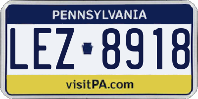 PA license plate LEZ8918