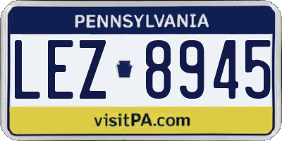 PA license plate LEZ8945