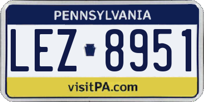 PA license plate LEZ8951