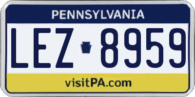 PA license plate LEZ8959
