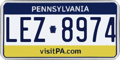 PA license plate LEZ8974