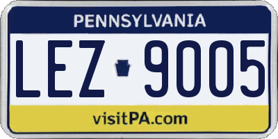PA license plate LEZ9005